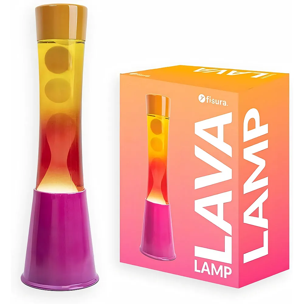 Fisura Lavalampe Rosa Basis, Glas mit Verlaufseffekt und orangefarbener Deckel