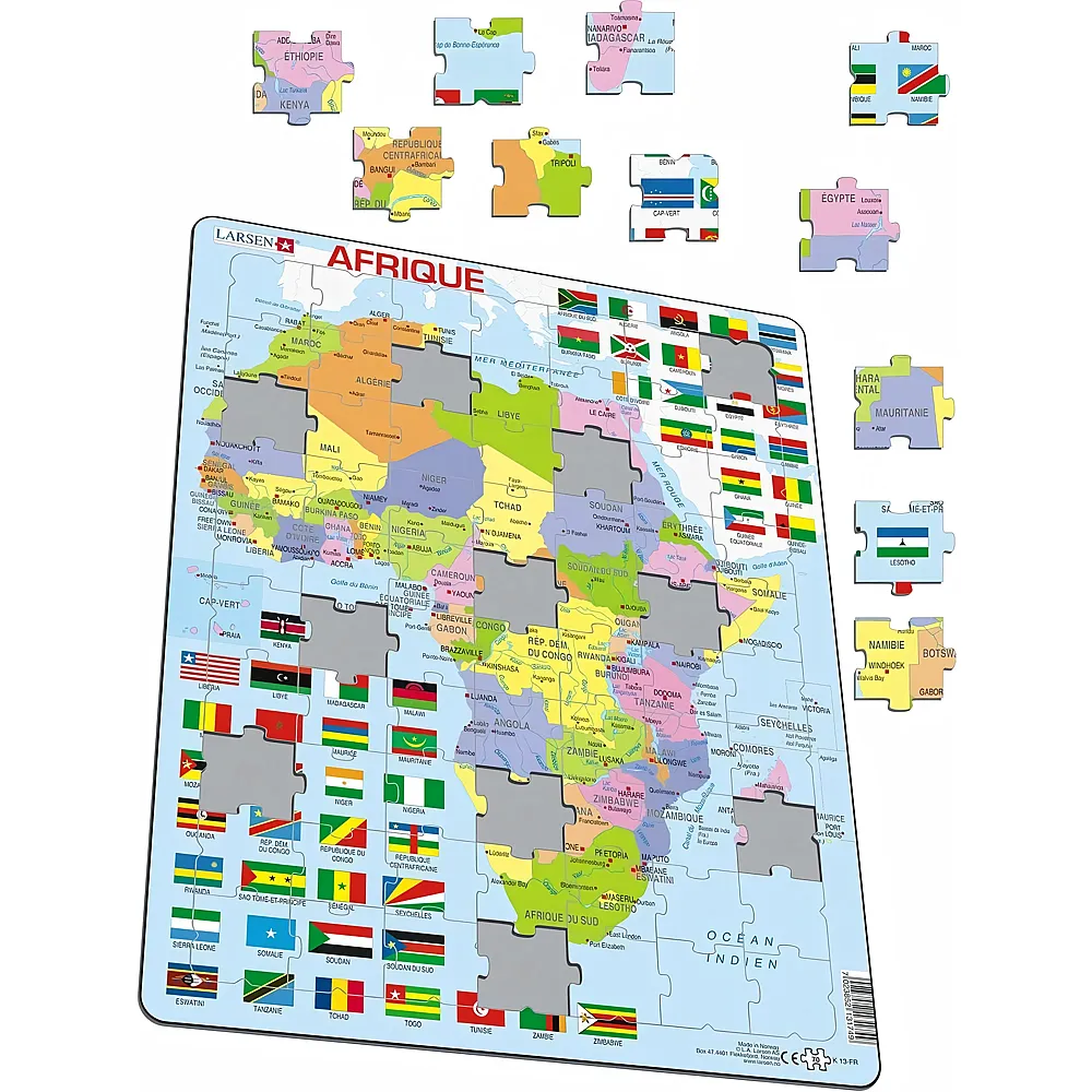 Larsen Puzzle Political Map of Africa - 70 Teile