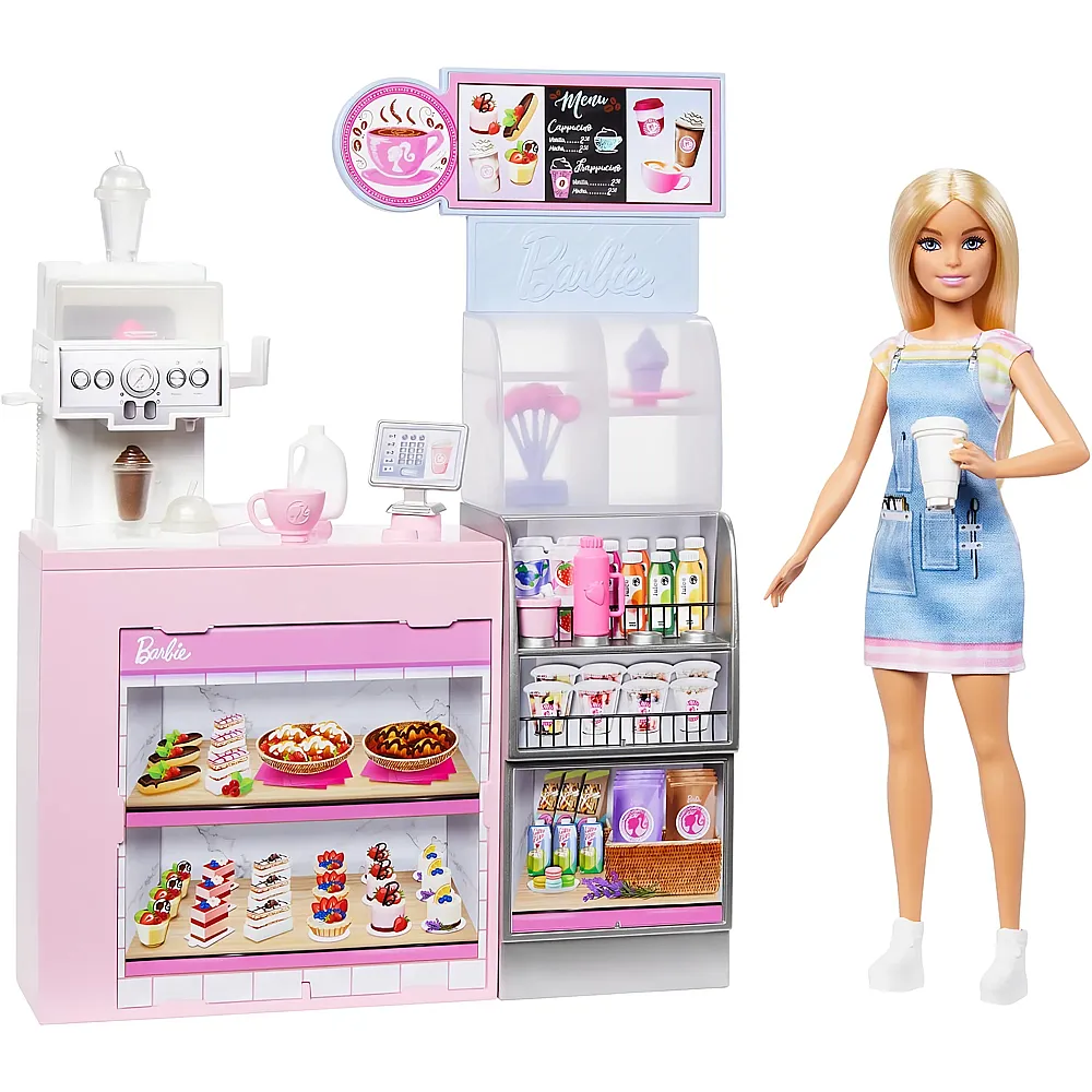Barbie Naschcaf� Spielset mit Blonder Barista-Puppe