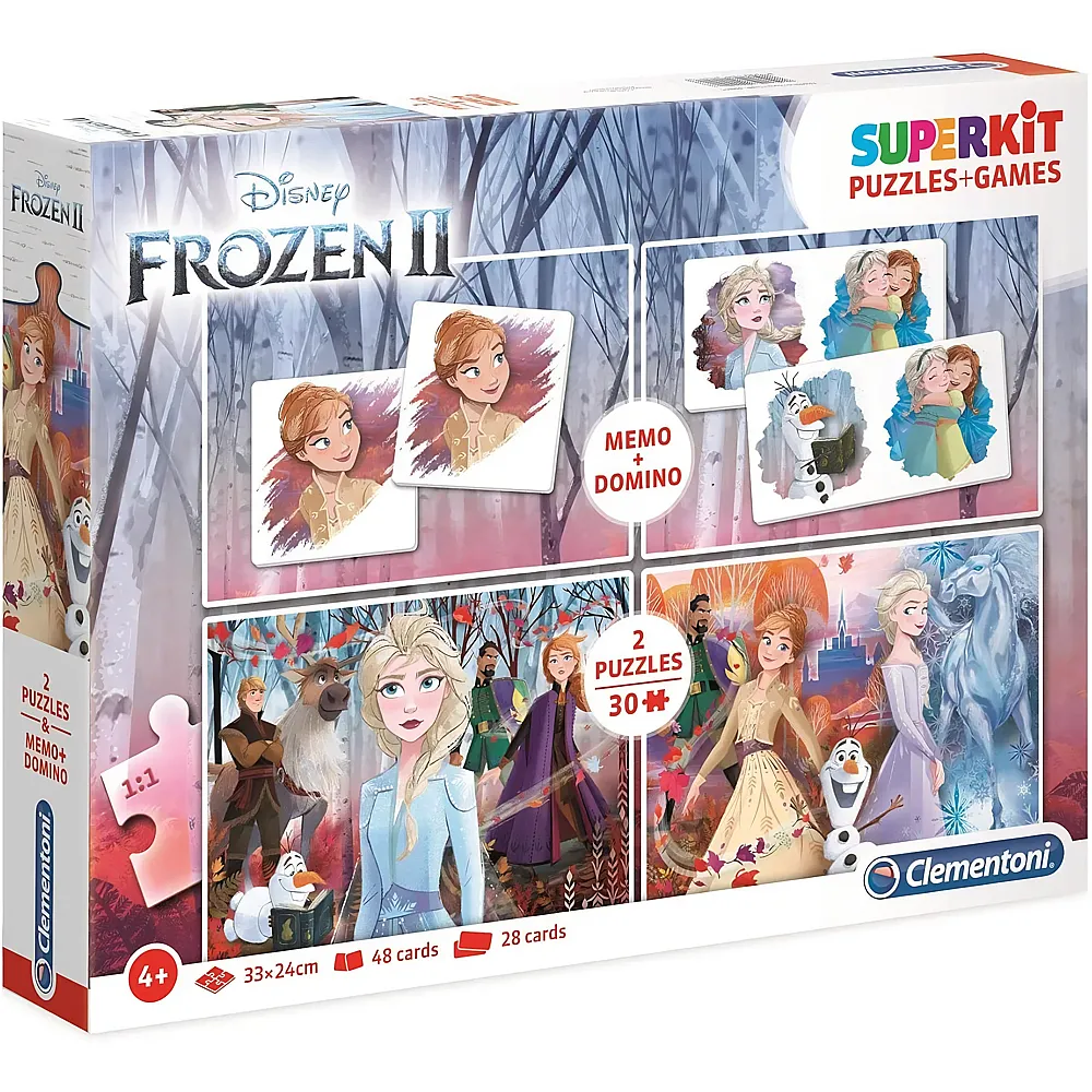 Clementoni Disney Frozen Superkit 4 in 1 - Frozen 2 2 Puzzles + Memory + Domino