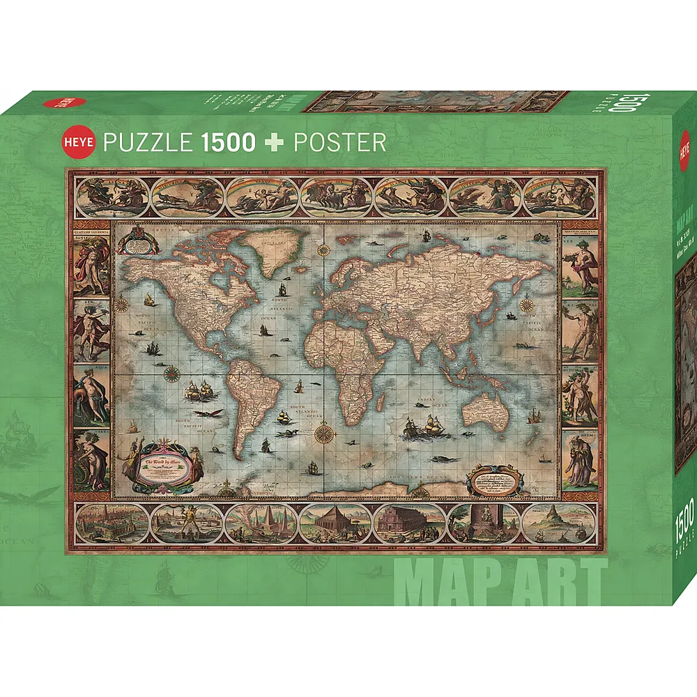 Heye Puzzle Willem Blaeu World 1500Teile
