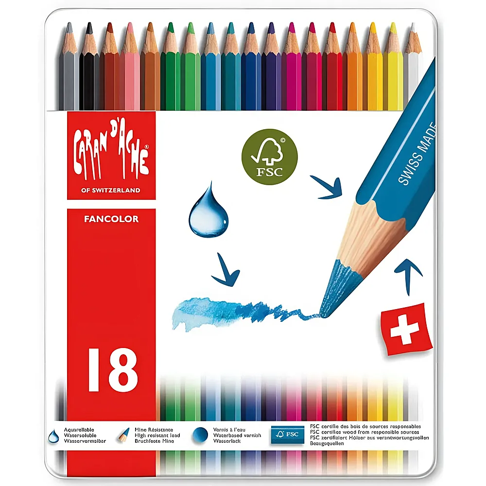 Caran d'Ache Farbstifte Fancolor 18 | Farbe & Kreide