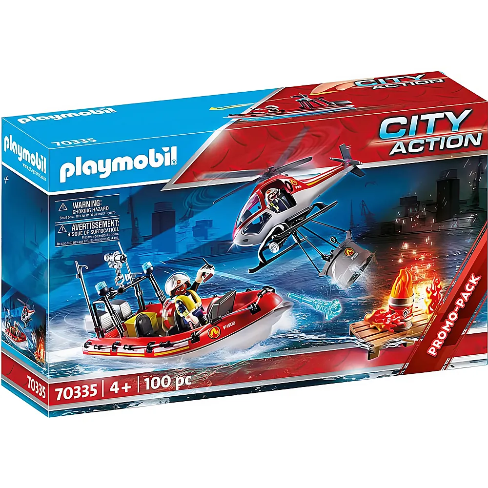 PLAYMOBIL City Action Feuerwehreinsatz mit Heli und Boot 70335