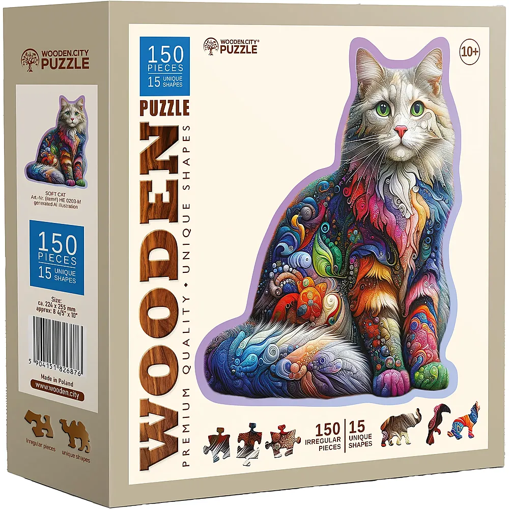 Wooden City Puzzle Katze 150Teile
