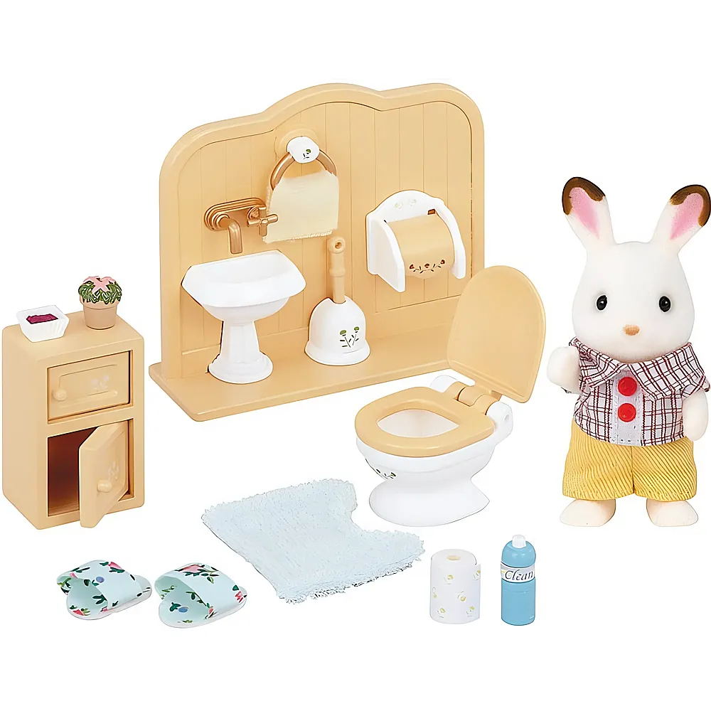 Sylvanian Families Einrichtung Schokoladenhasen Bruder mit Waschraum 5015