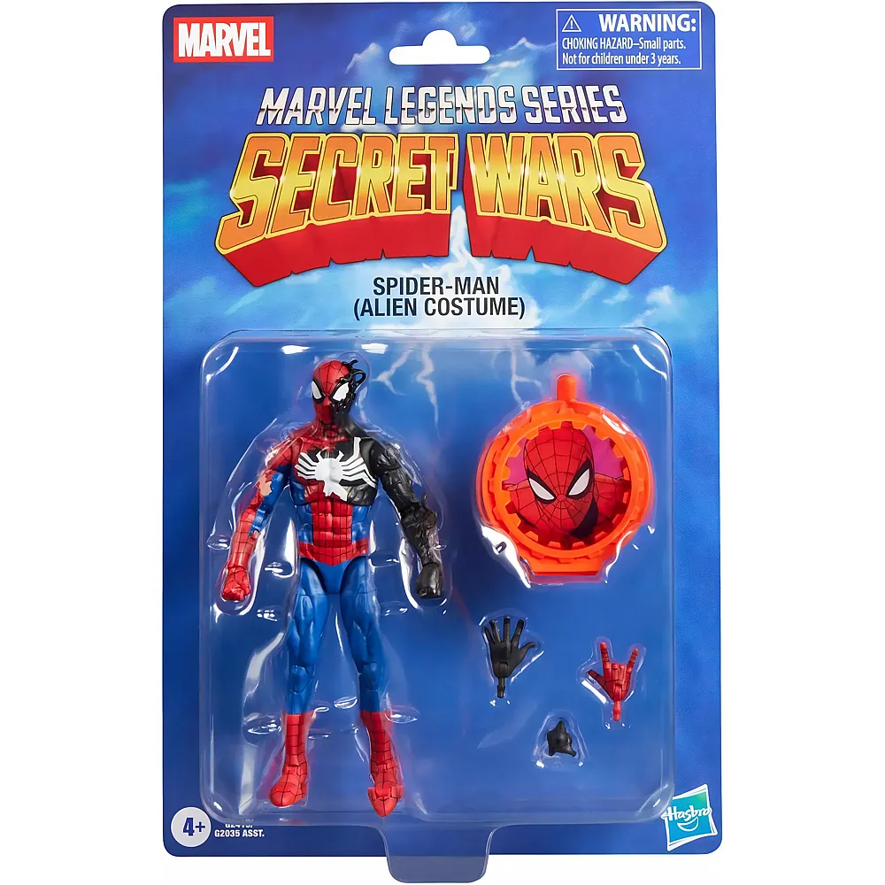 Hasbro Marvel Legends Series Secret Wars Spider-Man Alien-Kost�m, Retro Marvel Comics Action-Figur zum Sammeln mit Lentikularschild, 15 cm