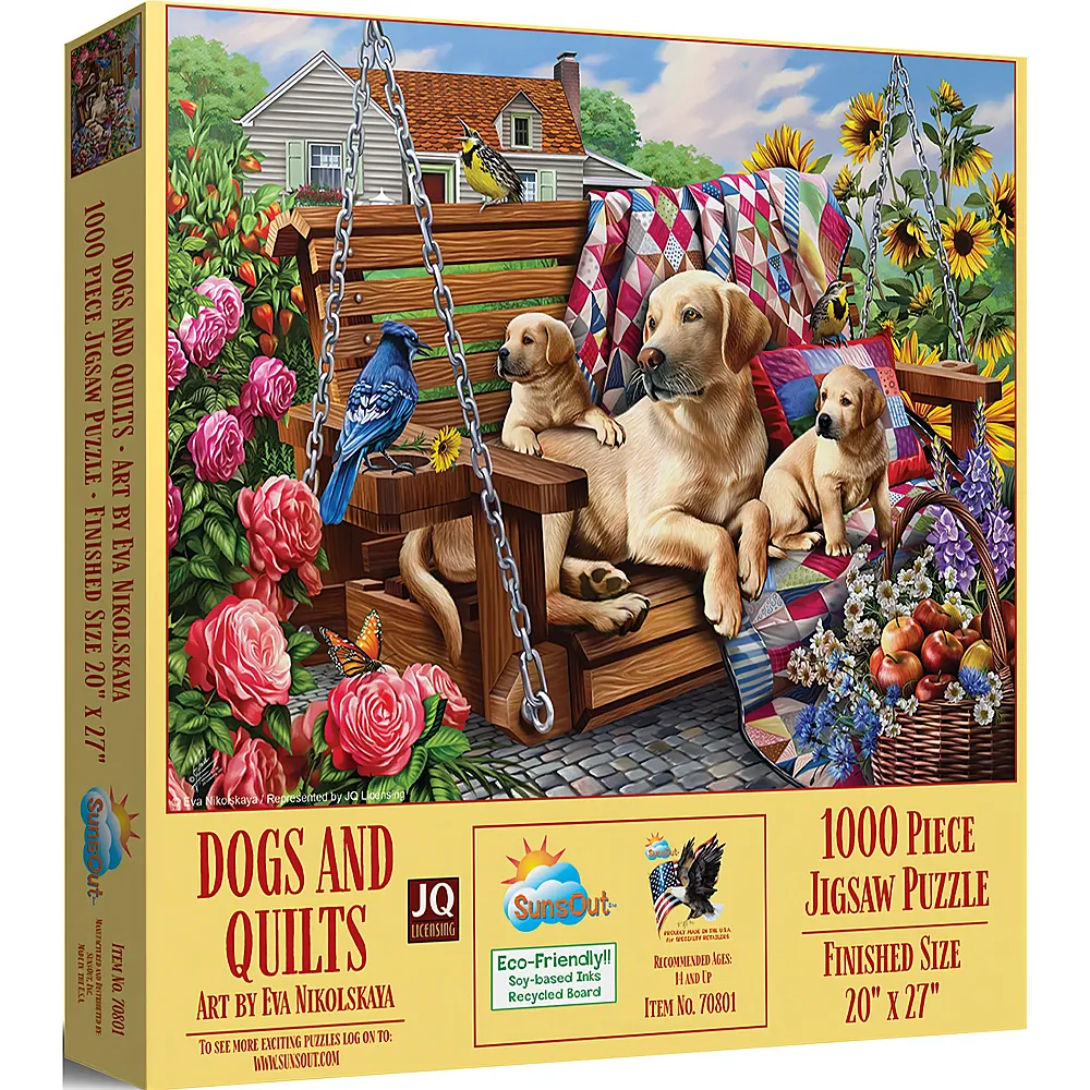 SunsOut Puzzle Eva Nikolskaya Hunde und Quilts - 1000 Teile