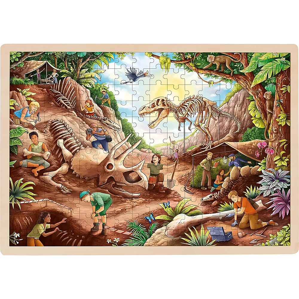 Goki Einlegepuzzle Ausgrabung Dinosaurier 192Teile | Rahmenpuzzle