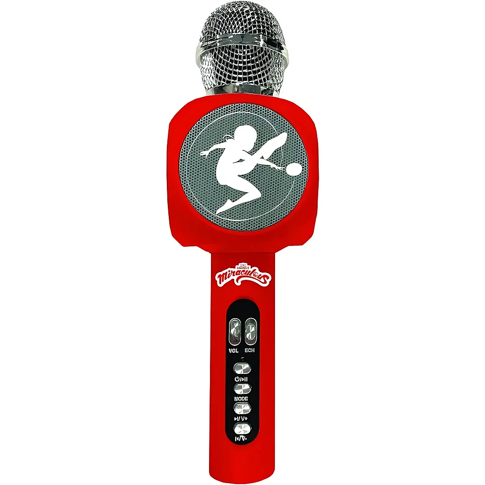 Lexibook Miraculous Bluetooth Karaoke-Mikrofon mit eingebautem Lautsprecher, Lichtern und Sprachwechsler