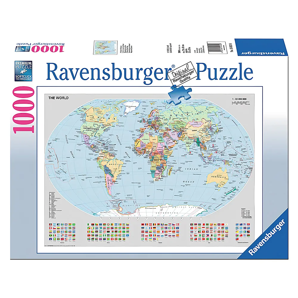 Ravensburger Puzzle Politische Weltkarte 1000Teile