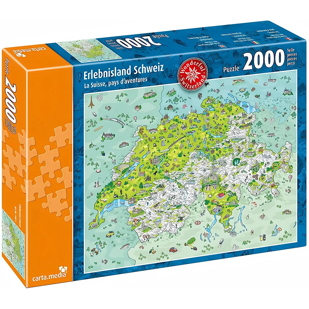 carta media Puzzle Erlebnisland Schweiz - 2000 Teile | Puzzle 2000 Teile