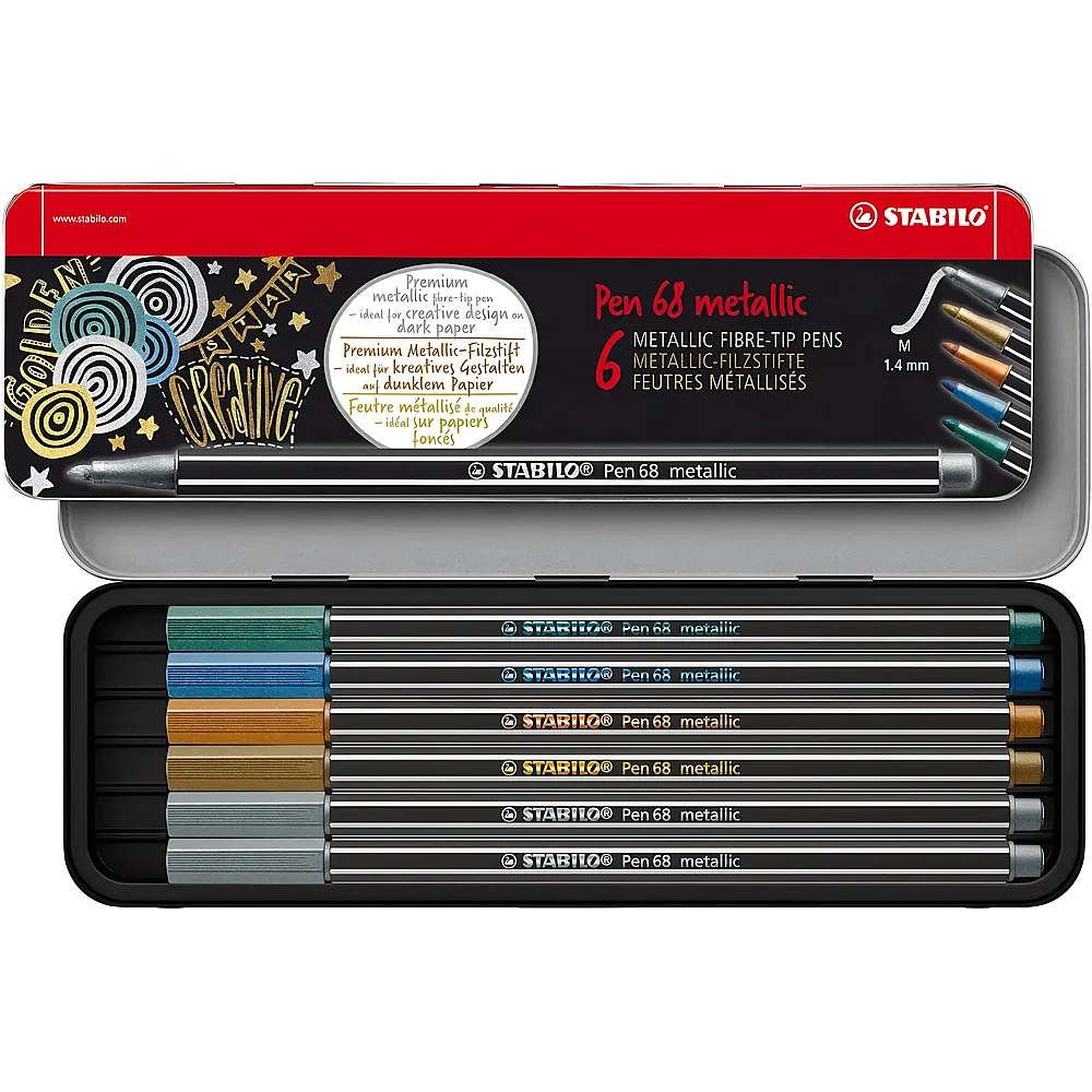 Stabilo Pen68 Metallic - 6 Teile | Farbe & Kreide