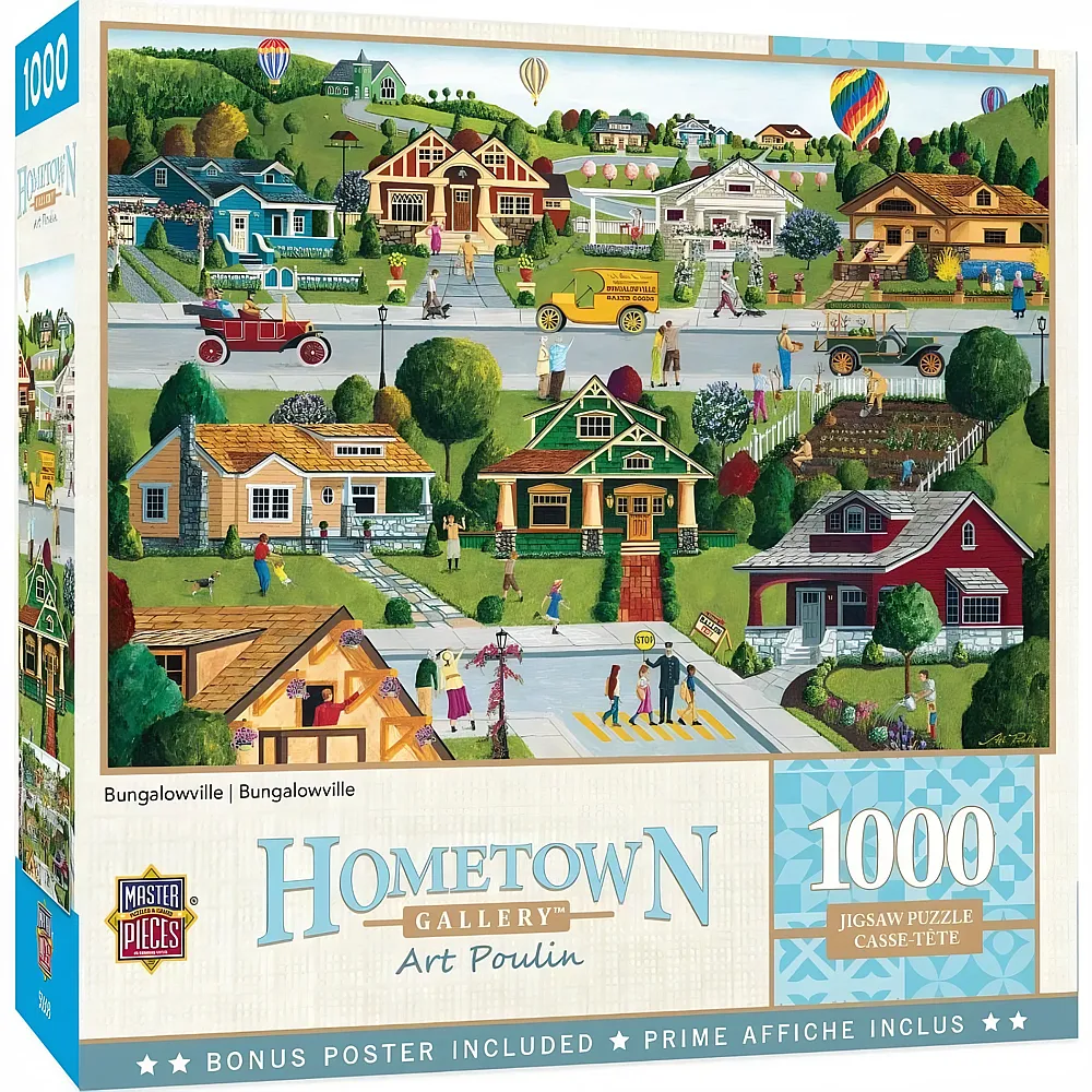 Master Pieces Puzzle Hometown Art Poulin Bungalowville 1000Teile