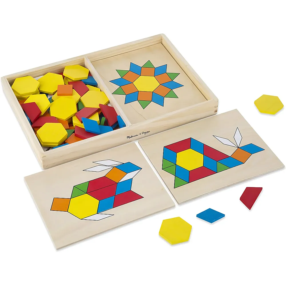 Melissa & Doug Geometrische Formen und Vorlagenbrettchen aus Holz 120 Teile