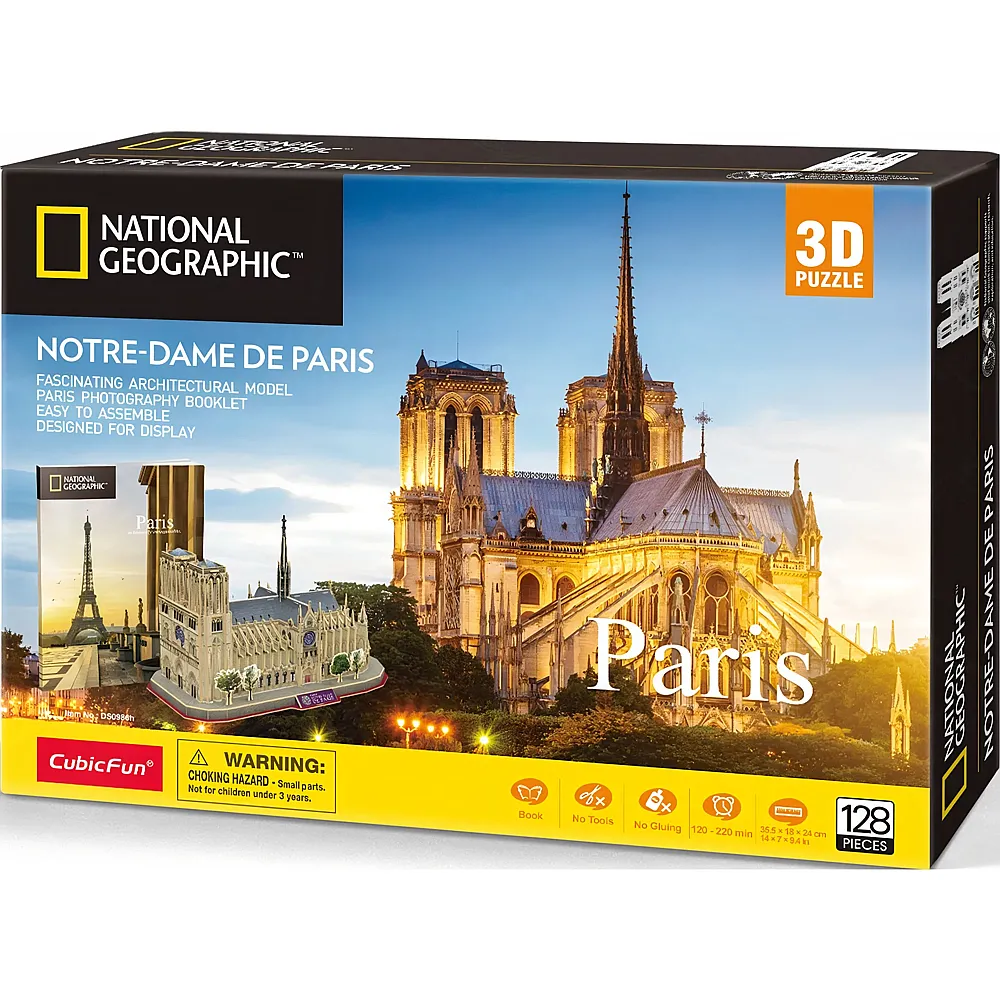 Cubic Fun Puzzle National Geographic 3D Notre-Dame de Paris - 128 Teile