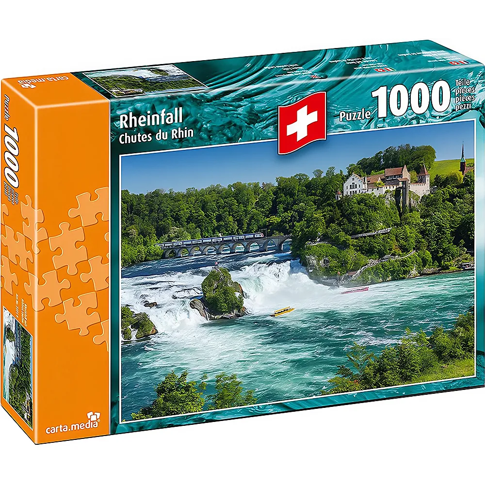 carta media Puzzle Rheinfall mit Schloss Laufen | Puzzle 1000 Teile