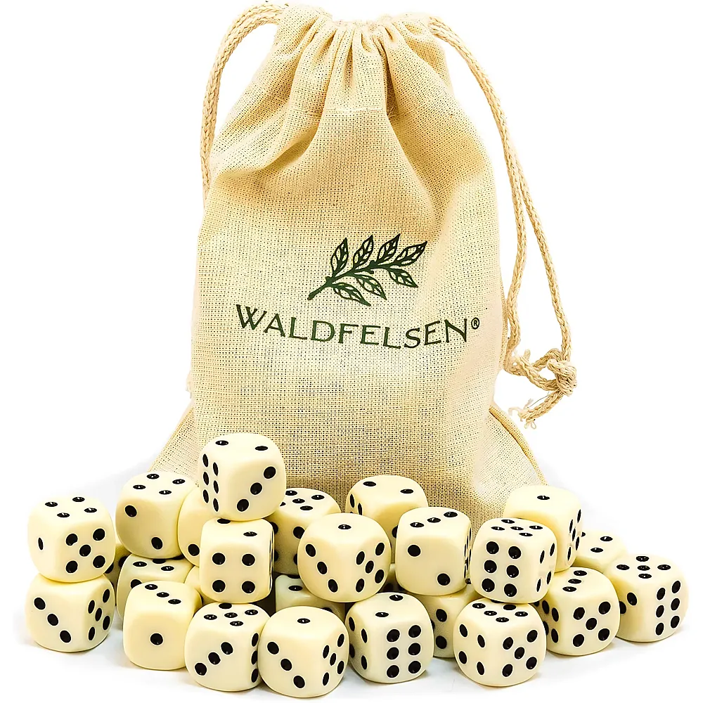 Waldfelsen Hochqualitative W�rfel Standardgr�sse 16mm Elfenbein - 30 Teile