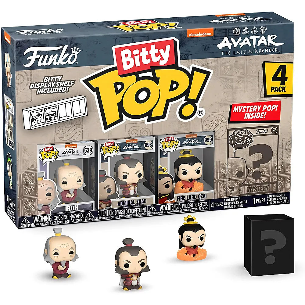 meinspielzeug - Funko Bitty Pop Iroh, Admiral Zhao, Firelord Ozai und Mystery - 4 Teile Avatar | Lizenzfiguren