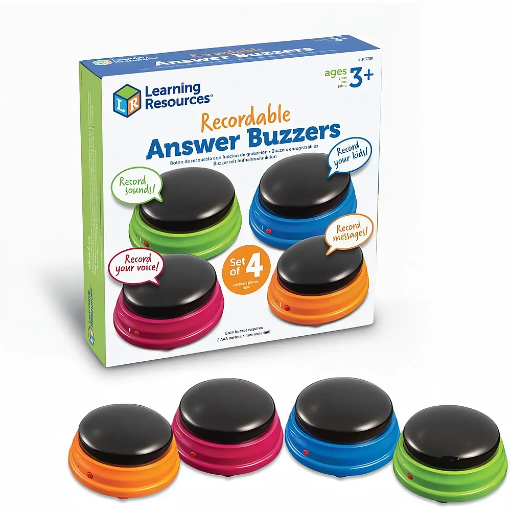 Learning Resources Buzzer mit Aufnahmefunktion 4 St�ck Antwort Buzzer mit Sound, reaktionstraining, Buzzer mit aufnahmefunktion, Buzzer