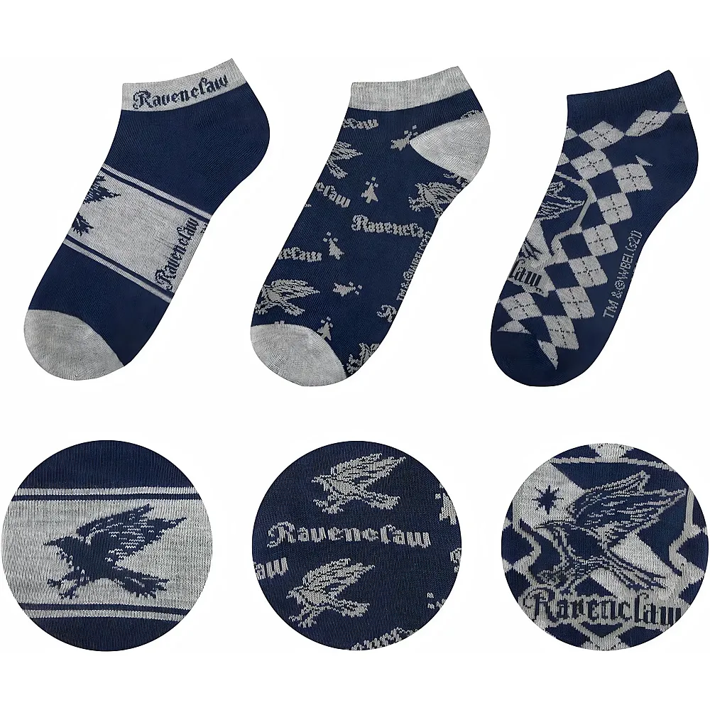 Cinereplicas Harry Potter: Ravenclaw Sneaker Socken 3 St�ck