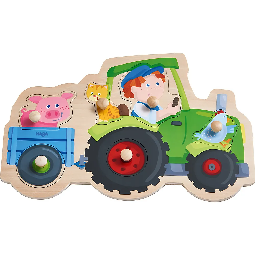 HABA Greifpuzzle Lustige Traktorfahrt 6Teile