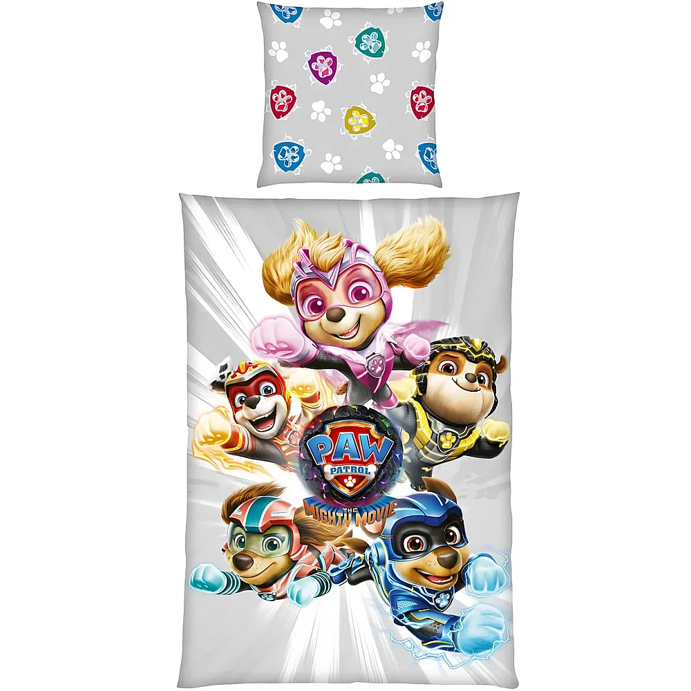 Herding Paw Patrol Bettw�sche The Mighty Movie Grau - 135 x 200 cm