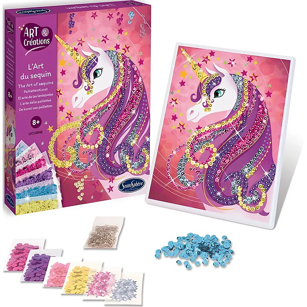 Sentosphere Art & Cr�ations Sequinkunst Einhorn