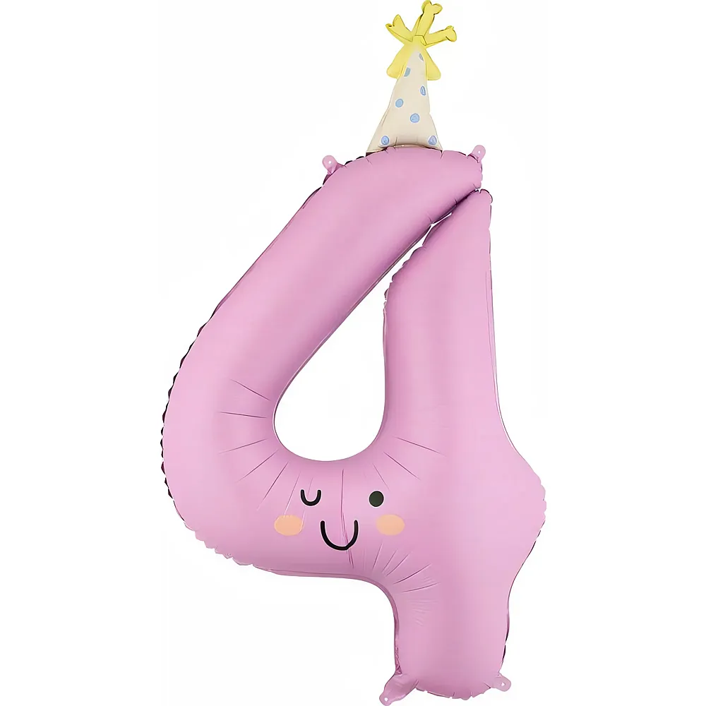 PartyDeco Folienballon Zahl 4 Smiley's lavendel - Suche