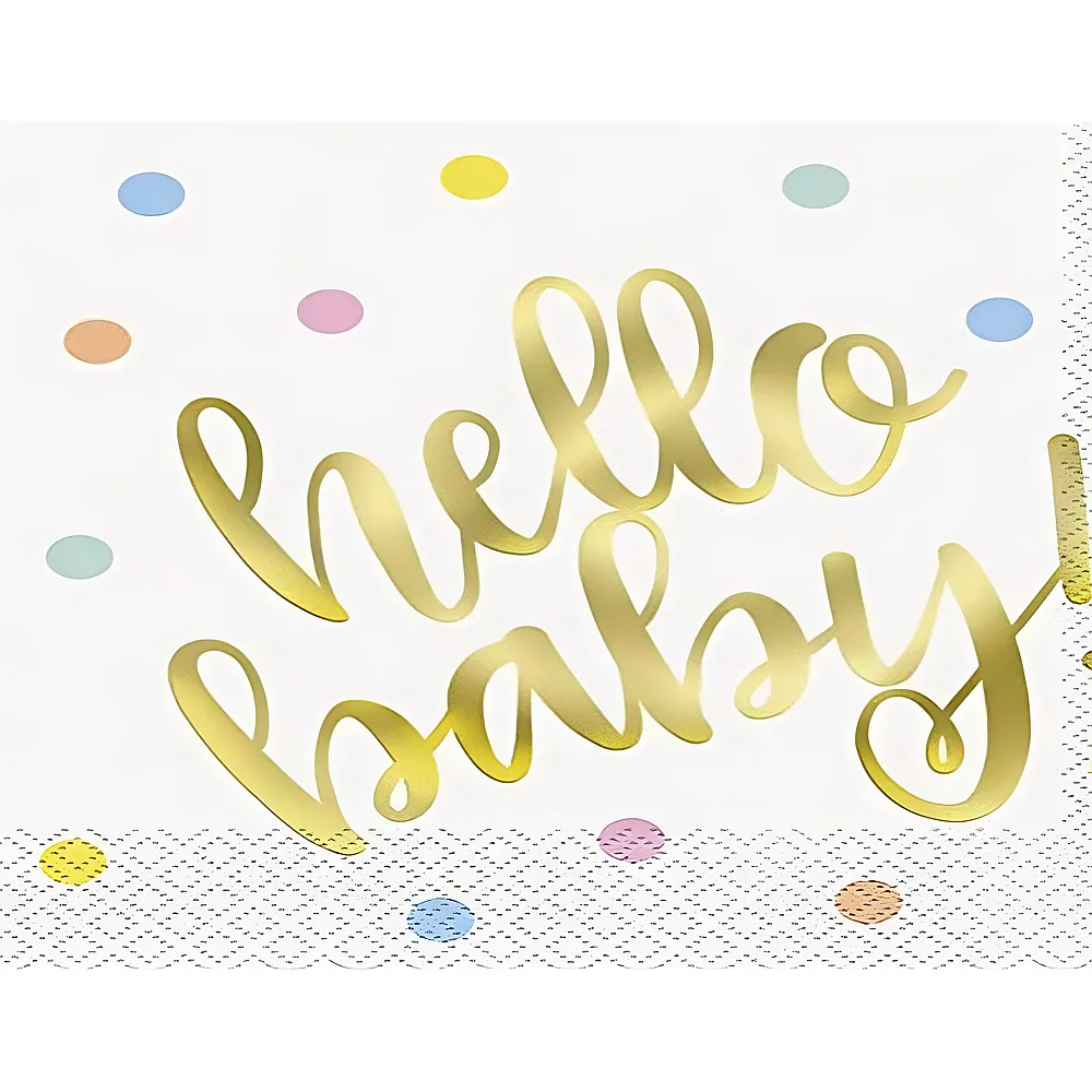 Unique Servietten Babyparty Hello Baby, 33x33cm 16 Stk. - Tischdeko