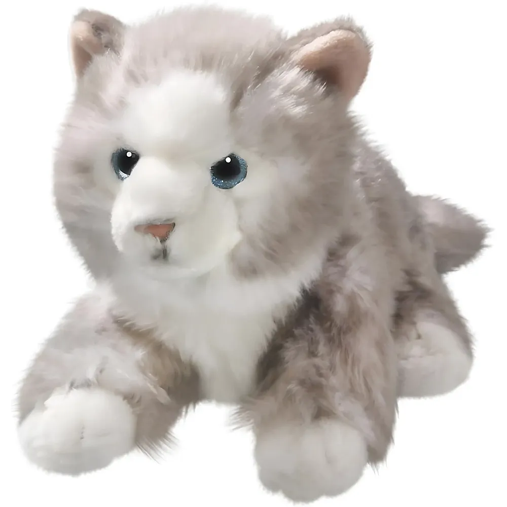 Carl Dick Katze liegend Grau - 23 cm - Katzen Pl�sch
