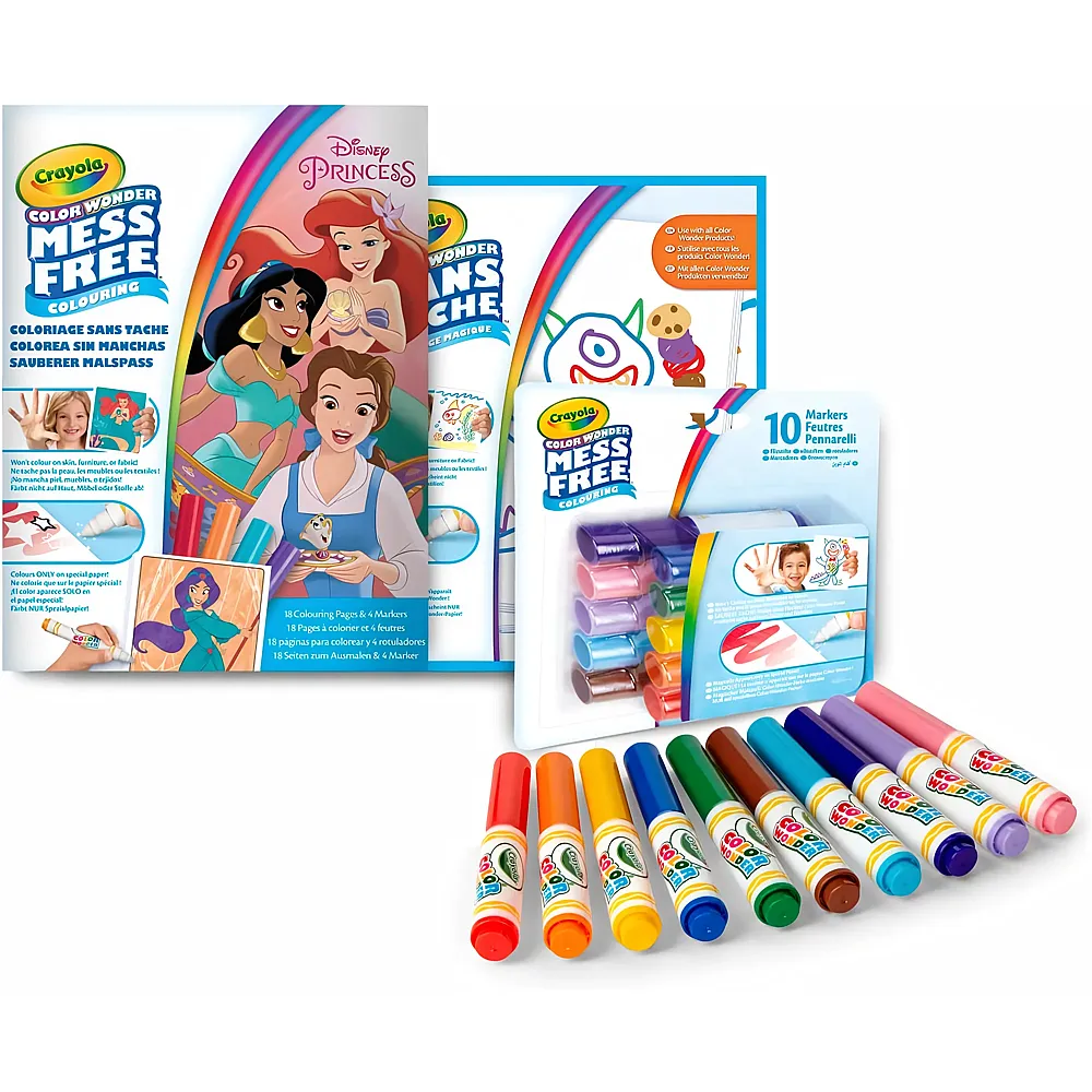 Crayola Color Wonder, Farbset ohne Flecken, Disney Princess, Kreative Besch�ftigung f�r Kinder, Alter 3,4,5 Jahre