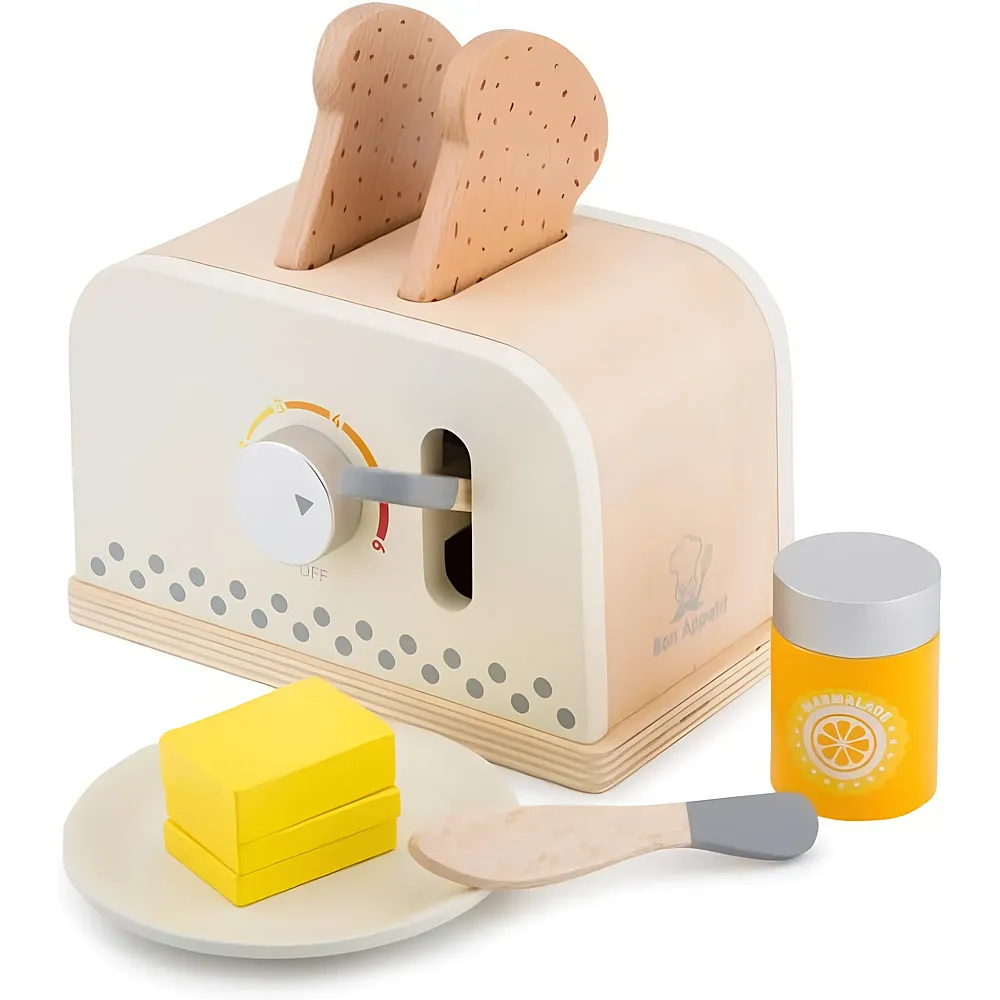 New Classic Toys Toaster-Set aus Holz Weiss
