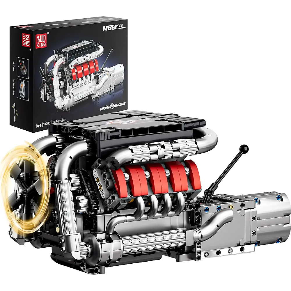 meinspielzeug - Mould King Engines V8 Motor M8 10203 | Klemmbausteine Fahrzeuge