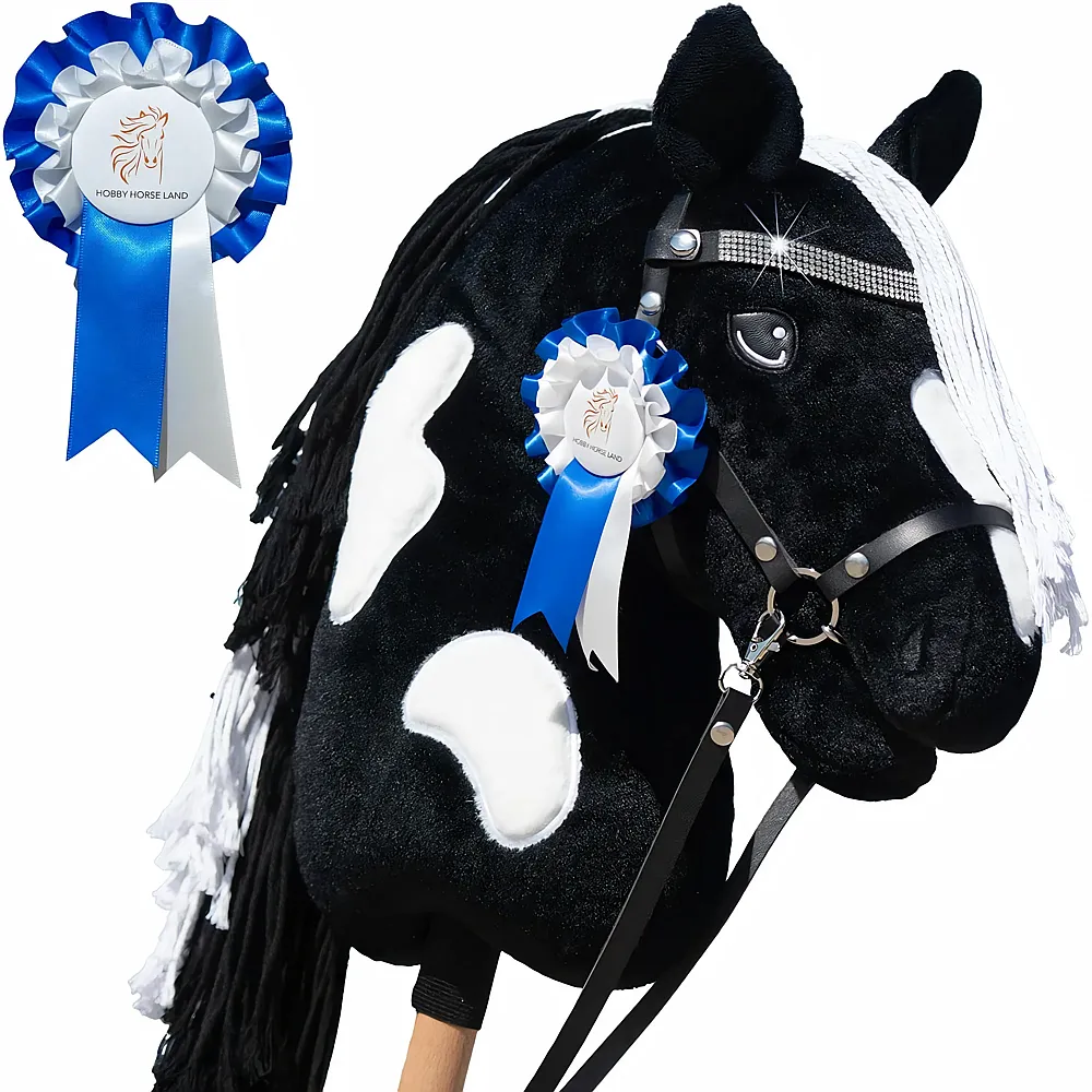 Hobby Horse Land Steckenpferd Black Diamond A3 mit Glitzer-Trense