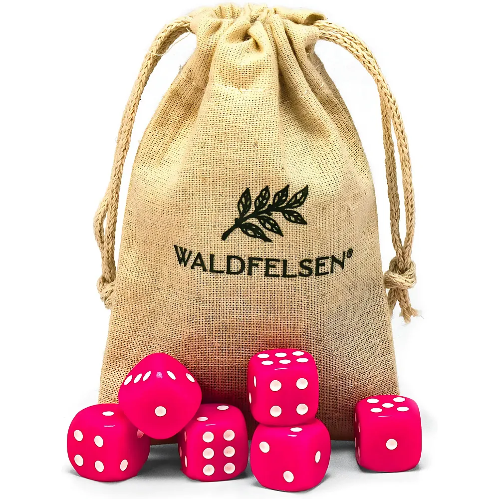 Waldfelsen Hochqualitative W�rfel Standardgr�sse 16mm Pink - 6 Teile