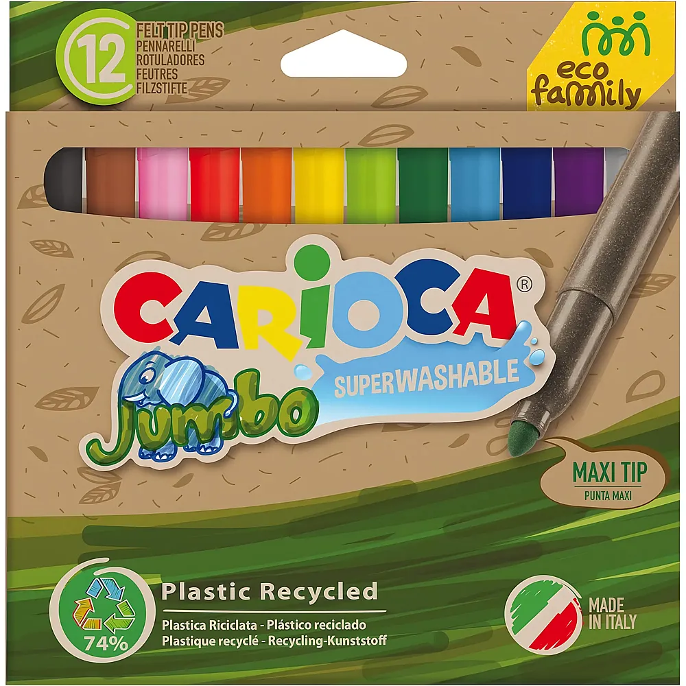 meinspielzeug - Carioca Fasermaler Eco E-12 Maxi 12Teile | Farbe & Kreide