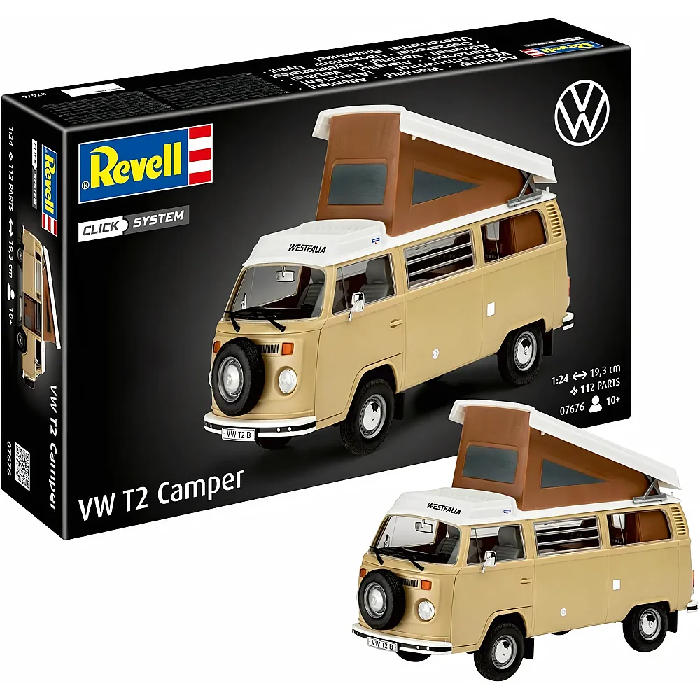 meinspielzeug - Revell Click System Modellbausatz VW T2 Camper 112Teile | Modellbausatz Fahrzeuge