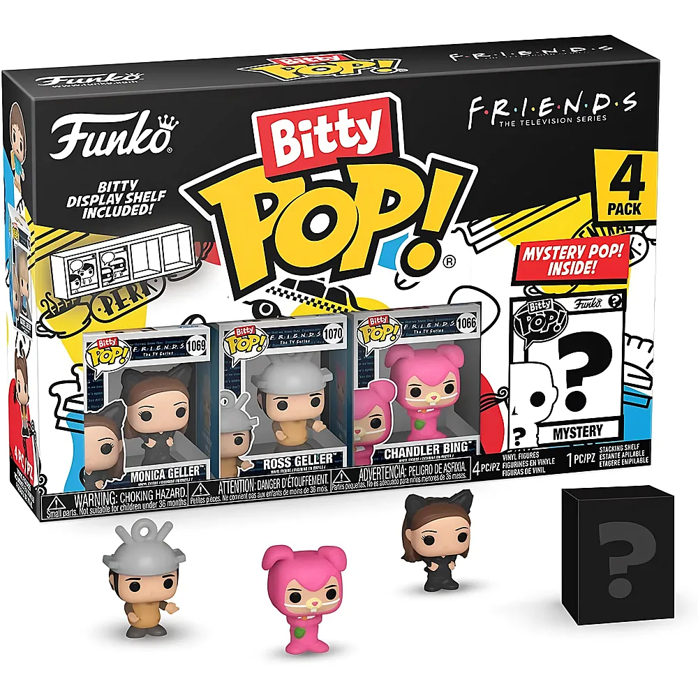 meinspielzeug - Funko Bitty Pop Monica Geller, Ross Geller, Chandler Bing und Mystery 4Teile Friends | Lizenzfiguren