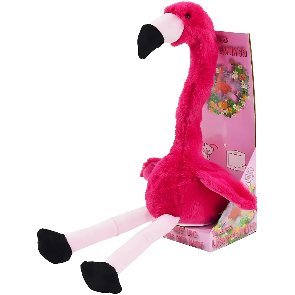 meinspielzeug - K�gler Labertier Flamingo Peet mit Wiedergabefunktion 34cm | V�gel Pl�sch