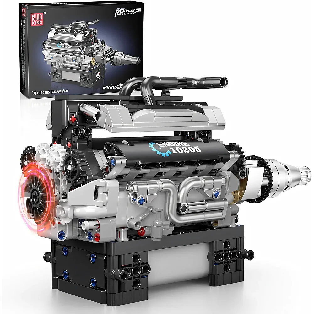 meinspielzeug - Mould King Engines V12 Motor Bausatz RR Auto 10205 | Klemmbausteine Fahrzeuge