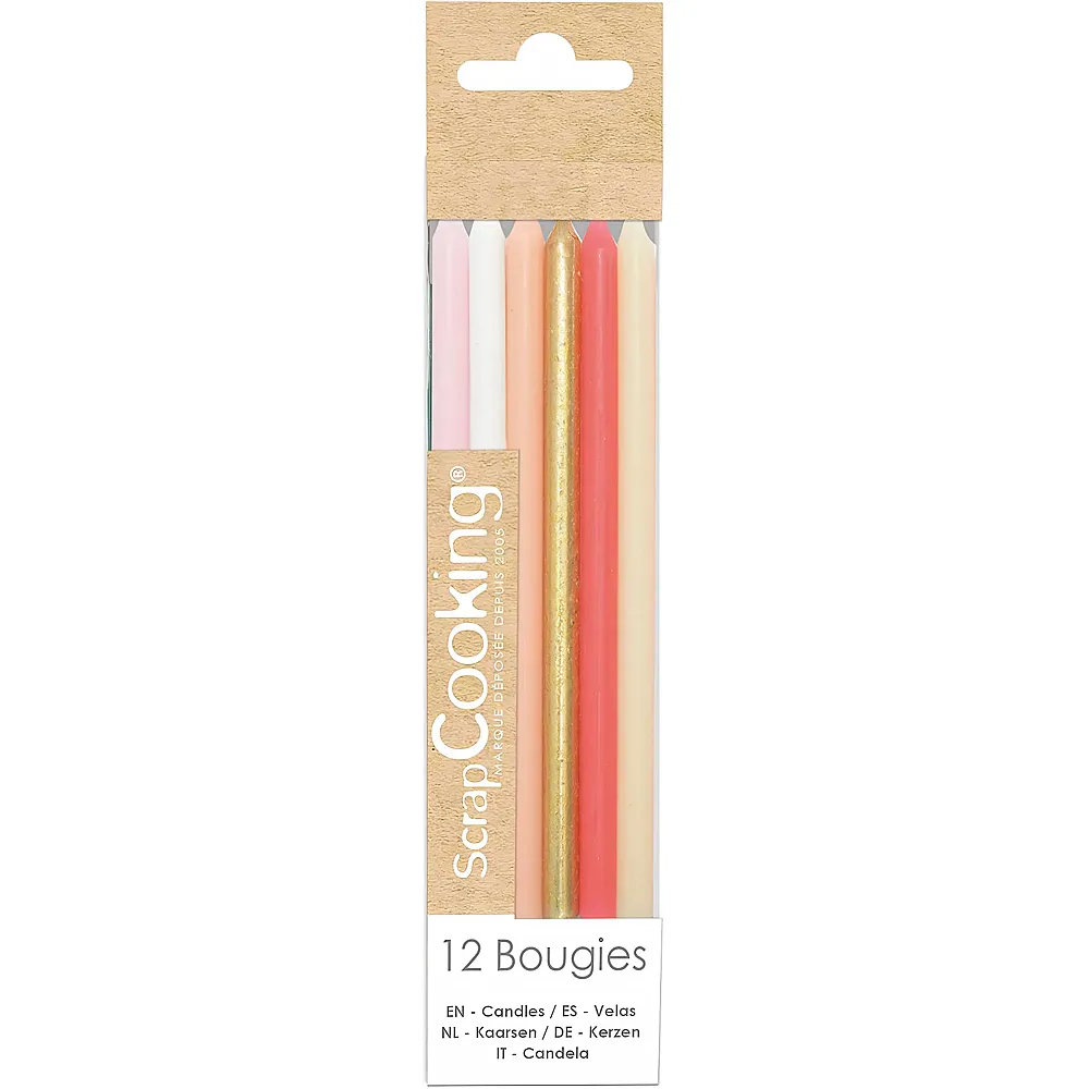ScrapCooking Lange Kerzen Rosa und Gold - 12 Teile