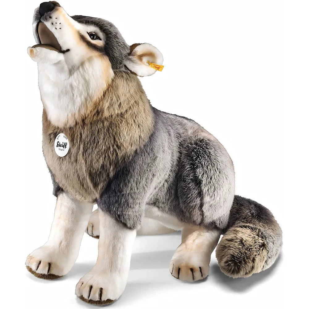 Steiff Snorry Wolf sitzend Hellgrau - 60 cm - Waldtiere Pl�sch