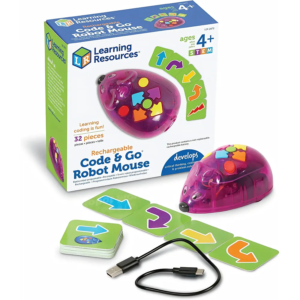 Learning Resources Code & Go Roboter-Maus, wiederaufladbar, Spielzeug f�r 4-j�hrige Jungen und M�dchen, bildschirmfreier interaktiver