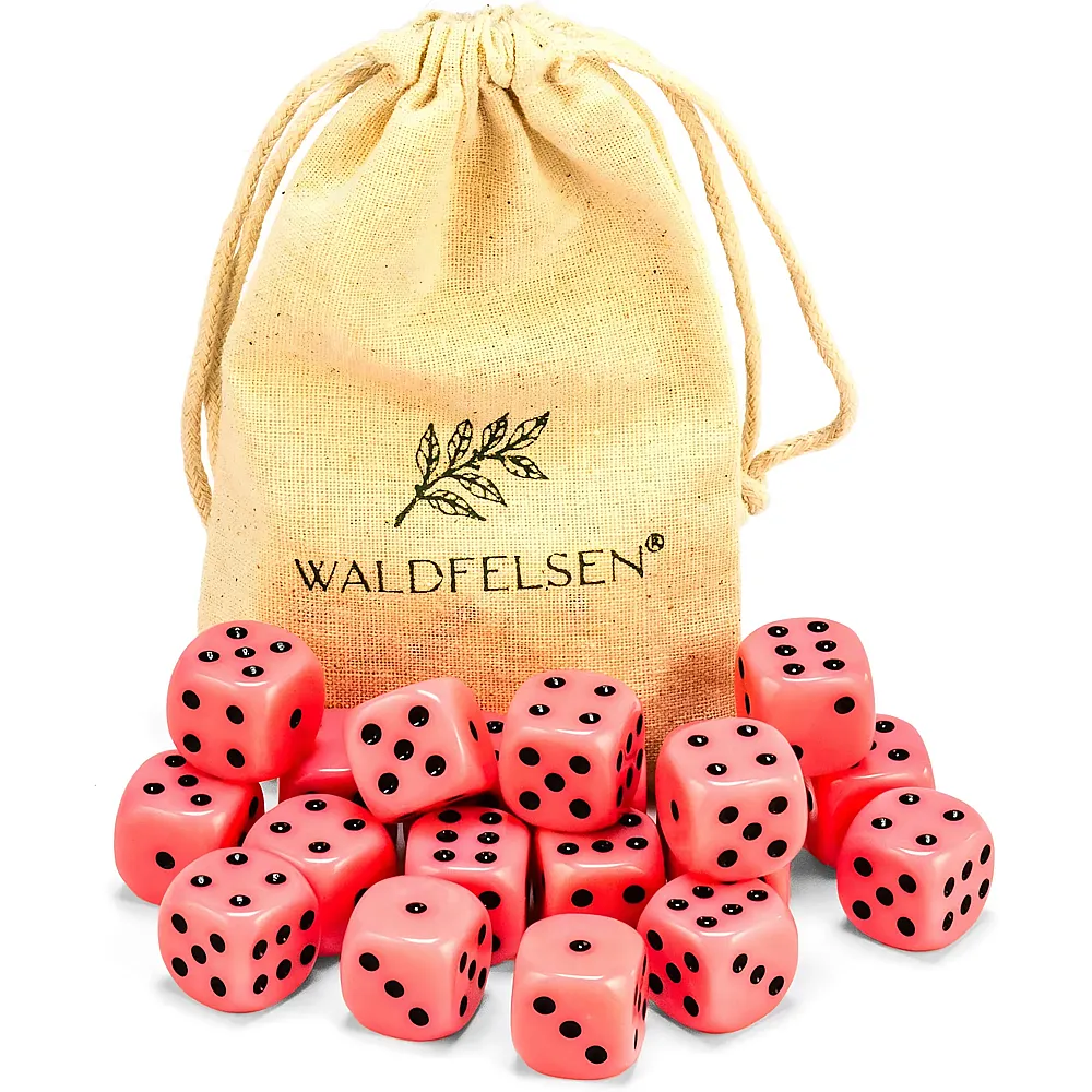 Waldfelsen Hochqualitative W�rfel Standardgr�sse 16mm Rosa - 20 Teile - Spielezubeh�r