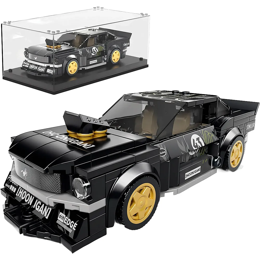 Mould King Speed Champion Mustang Sportwagen mit Vitrine 27024 - Klemmbausteine Fahrzeuge