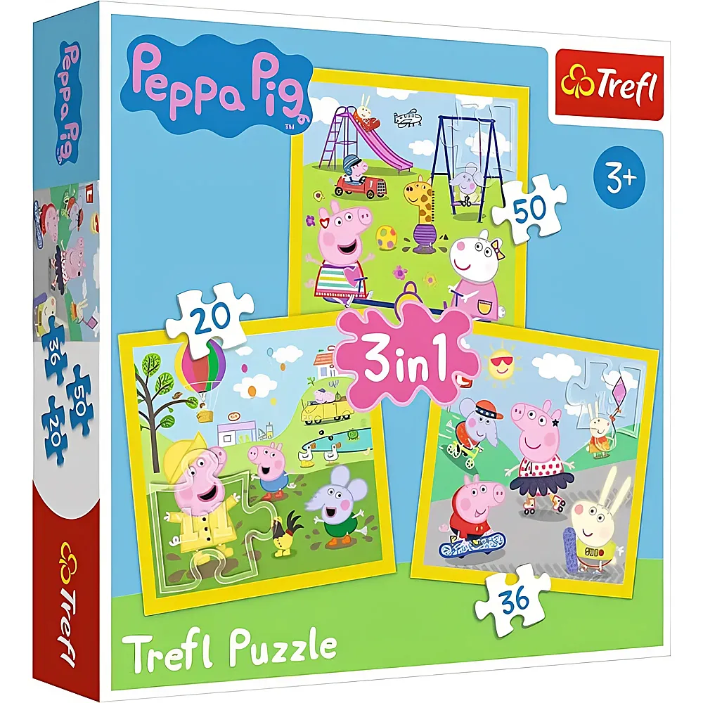 Trefl Puzzle Peppa Pig 3in1 Frhlicher Tag 20,36,50 | Mehrfach-Puzzle