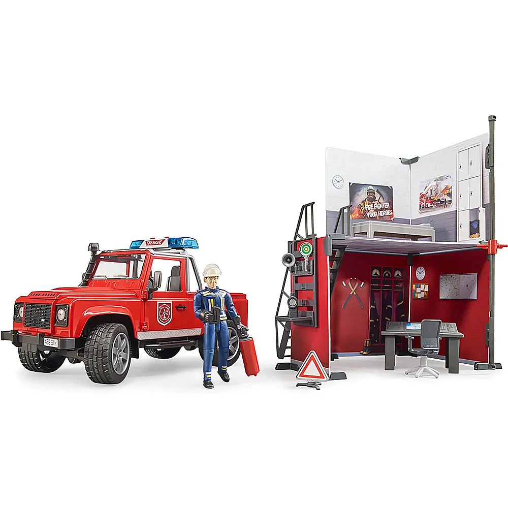 Bruder Feuerwehrstation mit Land Rover Defender