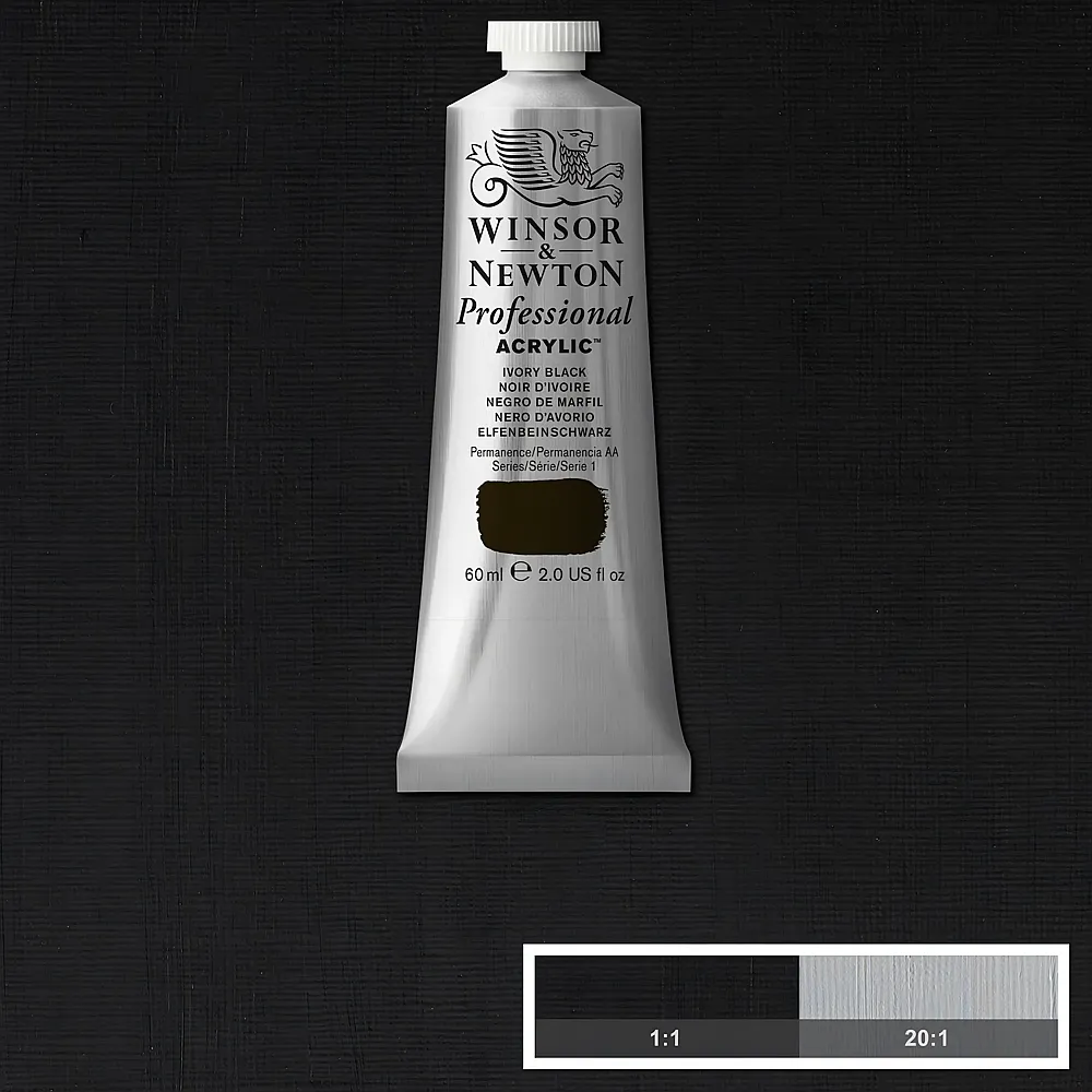 meinspielzeug - Winsor & Newton W&n Prof. Acrylfarbe 60ml Tube Elfenbeinschwarz