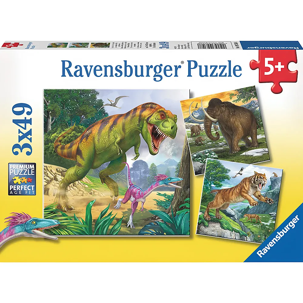 Ravensburger Puzzle Herrscher der Urzeit 3x49