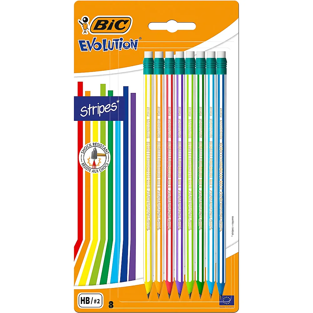 BIC Evolution Bleistifte mit Radiergummi, 8 Stk.